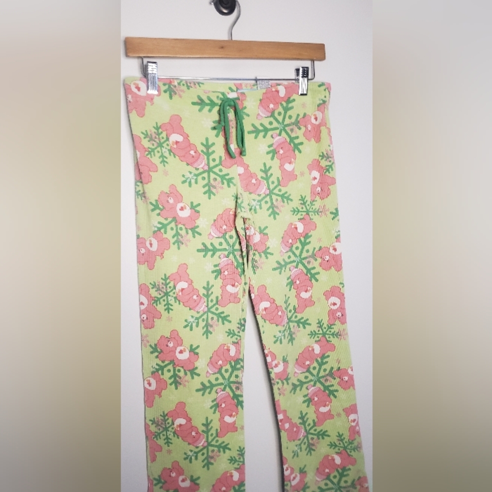 Womens Care Bears Pajama Pants Sleep Lounge Waffle Knit 80's Christmas